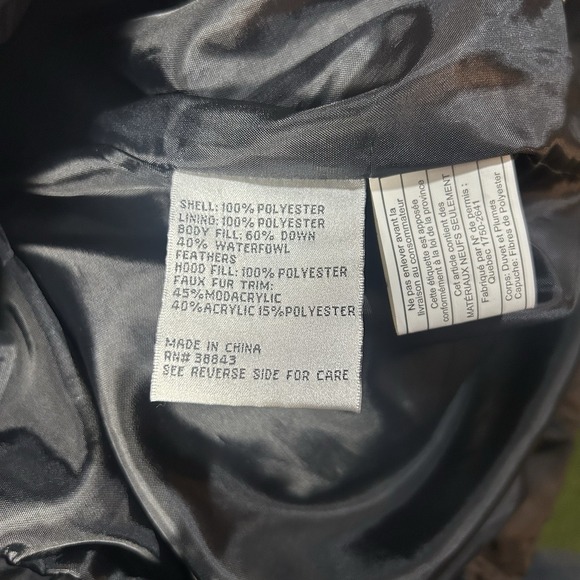 Larry Levine Women's Down-Filled puffer Coat W Faux Fur-Trimmed Hood long Sm-med - Picture 8 of 10